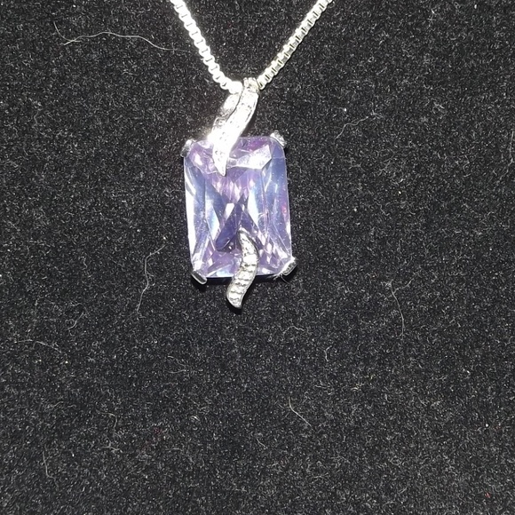 Amethysts & CZ Stones Necklace 925 SS 59.5 Ct - Picture 4 of 7